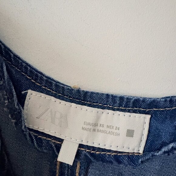 Zara Denim Midi Dress Blue Size XS - Picture 6 of 7